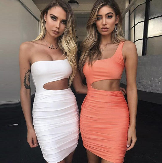 Slim One-shoulder Short Dress Sexy Fashion Mini Dress