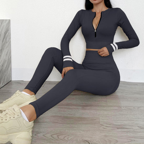 Seamless yoga long sleeve suit