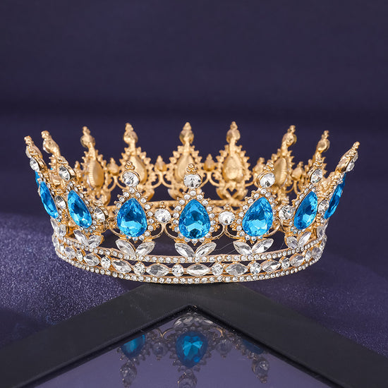 Blue Rhinestone Crown Bridal Tiara