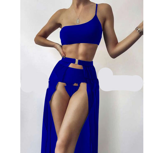 Three-piece Solid Color Swimsuit Bikini
