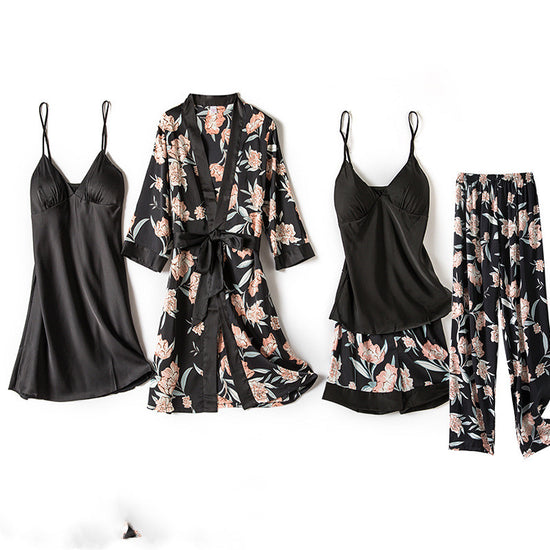 Satin Print Flower Sleepwear