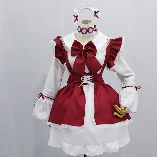 Red Anime Character Cosplay Gothic Style Maid Costume