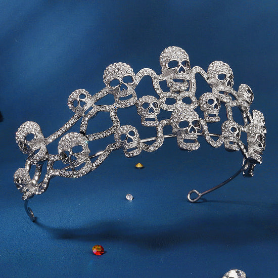 Couture Rhinestone Alloy Dark Skull Crown Jewelry