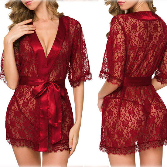 Lace and Satin Short Robe