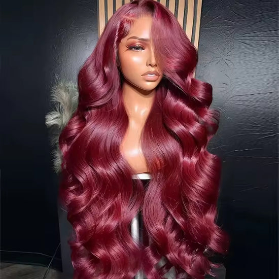 High-Definition Burgundy Lace Wig, Human Hair With Aligned Cuticle Layer