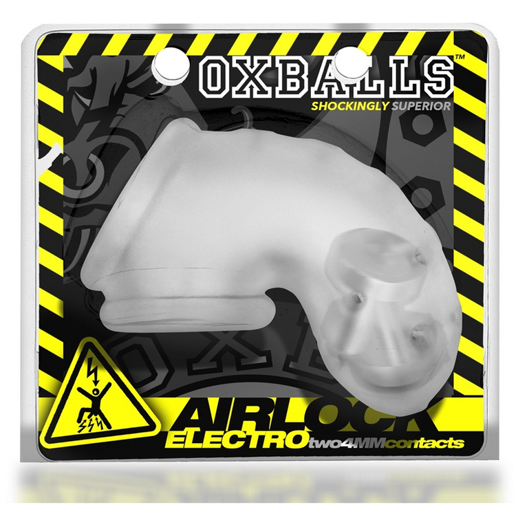 AIRLOCK ELECTRO, air-lite vented chastity, CLEAR ICE